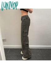 Lunivop Woman Streetwear Jeans Preppy Style Denim Fashion Pants Elegant Trousers Casual Cargo